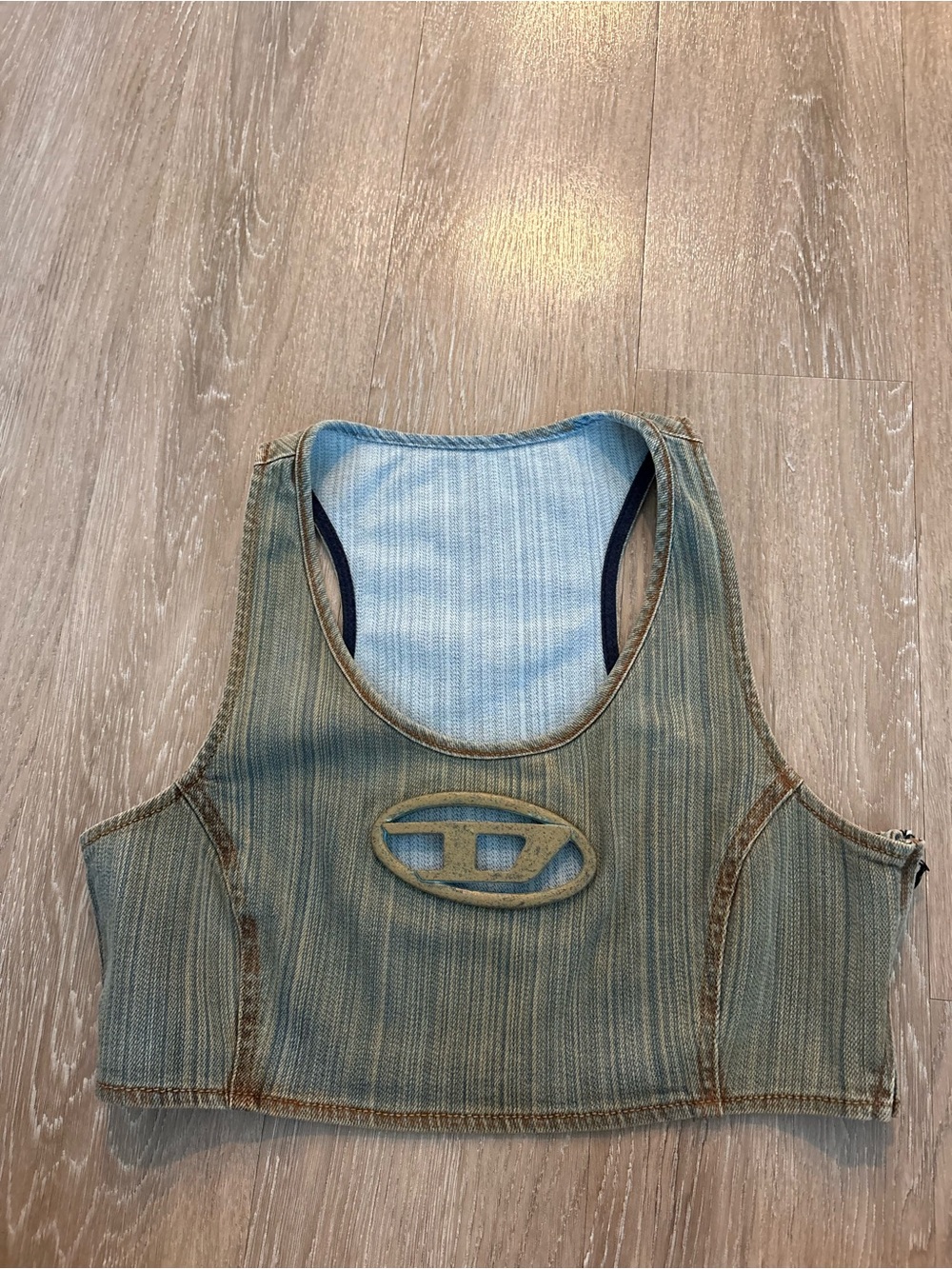 Diesel Washed Olive Ribbed Crop Tank